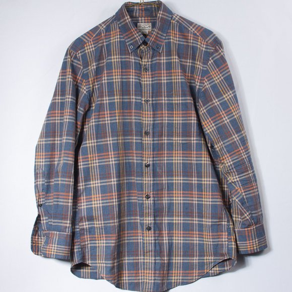 J. Crew Men's Casual Shirt S (15.5x32) Blue Tartan Check 100% Cotton - Picture 2 of 7